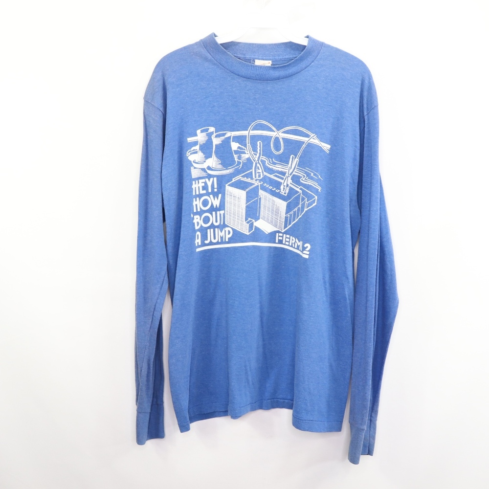 80s Mens Medium Nuclear Power Plant T Shirt Blue